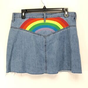 Target Pride Mid-Rise Festival Rainbow Embroidered Jean Skirt Women's Medium NEW